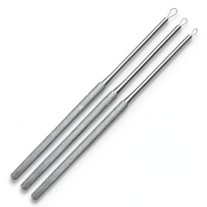 SURGICAL ONLINE 3 pcs Billeau Safe Ear Curettes with Loops Flexible Ear Surgical and Ear Instruments-0