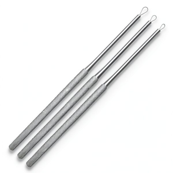 SURGICAL ONLINE 3 pcs Billeau Safe Ear Curettes with Loops Flexible Ear Surgical and Ear Instruments-0